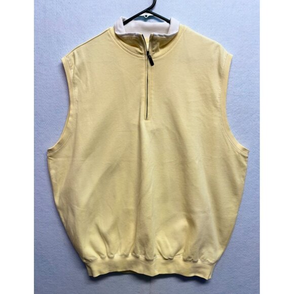 Carnoustie Men's Pullover Golf Sleeveless Vest 1/4 Zip Lined Yellow Cotton Large - Picture 1 of 7